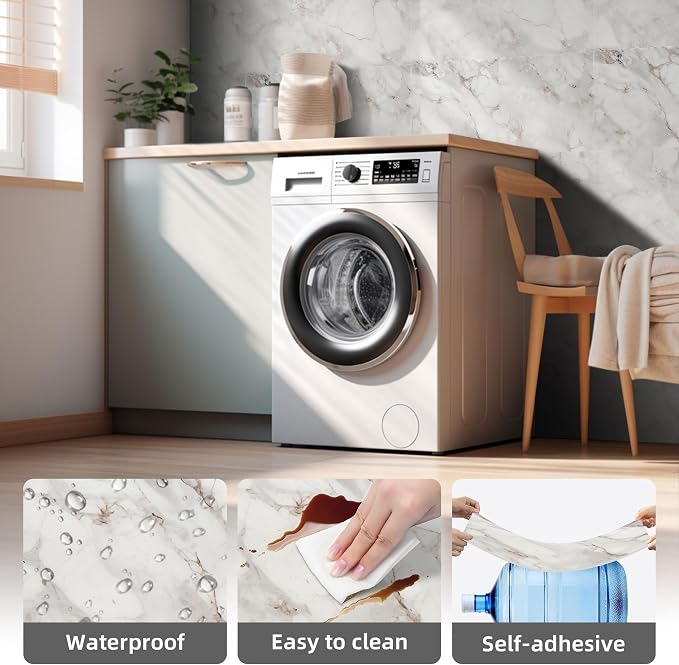 Vieshful 20pcs Peel and Stick Backsplash Tile，11.8"x11.8" Self Adhesive Marble Tile for Wall, PVC Waterproof Shower Wall Panels, Back Splash Stick on Tiles for Kitchen Bathroom, Champagne Gold - Image 4