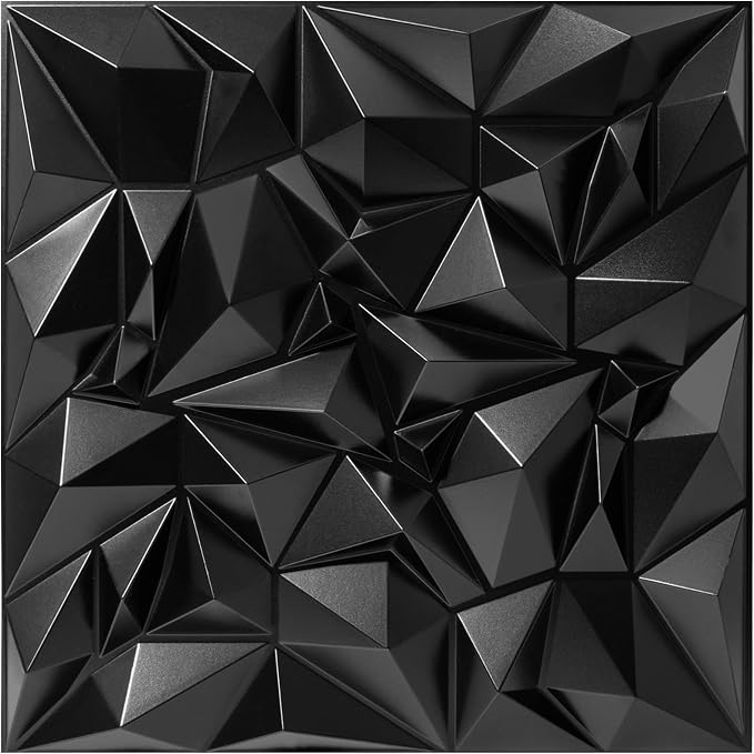 TroyStudio Acoustic Sound Diffuser Panels, 19.7 X 19.7 X 1 inches 12 Pcs Black PVC Plastic 3D Wall Panel, Recording Studio Acoustical Treatment Diffusion panel, Art Decorative Ceiling Tiles by TroyStudio