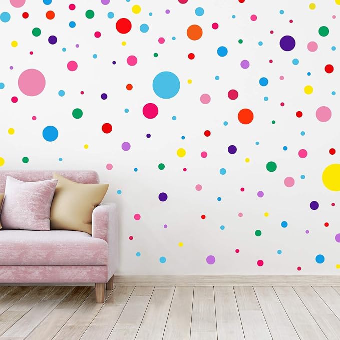Zonon 264 Pcs Polka Dot Wall Decals Peel and Stick, 12 Colors Vinyl | Colorful Circle Stickers for Kids Room, Classroom Nursery Bedroom Playroom Decor, Removable Vinyl Wall Decorations by Zonon