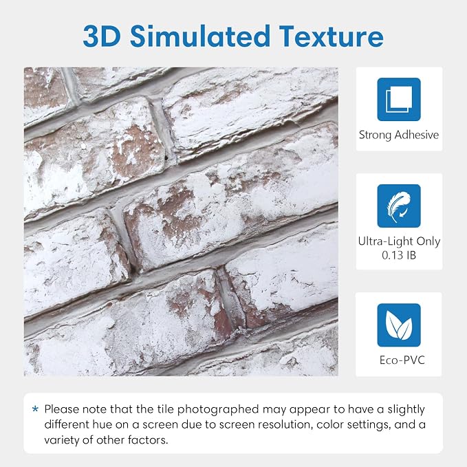 COMSTICKC 3D Peel and Stick Faux Brick Wall Panels for Quick DIY Wall Decor | Gray White, 10 Pcs 11.8" x 11.8", Not Real Brick, Small Size, Lightweight Thin PVC Decorative Wall Sticker, Cover 9.7 sq ft - Image 3