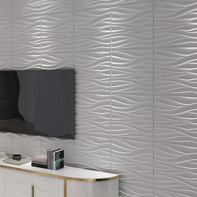 Art3d 19.7" x 19.7" (Pack of 12) Wall Panel Wavy, White - Image 6