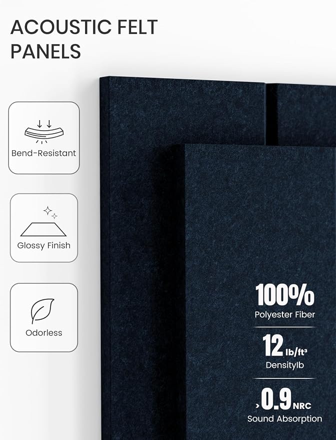 Fluxynara 48" x 36" Large Felt Bulletin Board, Carbon Blue | 12 Pack Cork Board Alternative with 60 Safe Adhesive Tabs, Pin Boards for Wall Decor, Home, Office, Classroom,Dorm - Image 5