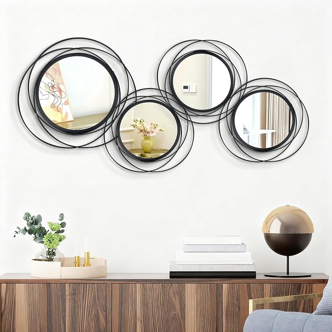 4 Set Circle Mirrors for Wall Decor Living Room Bedroom Entryway by Cityelf