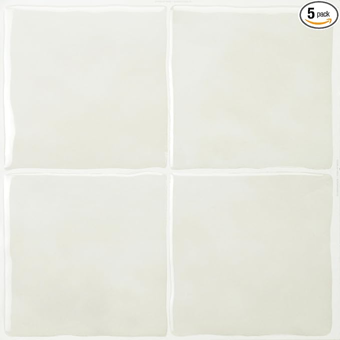 Smart Tiles Peel and stick backsplash, Zellige Chalk White, 9"x9" by SmartTiles-OriginalPeelandStickBacksplashTiles