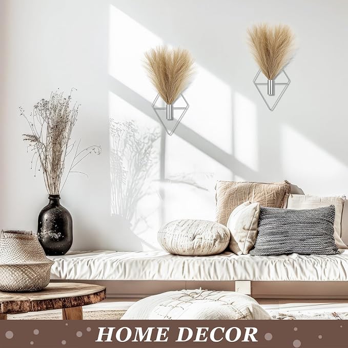 Canlierr 4 Pcs Wall Decor Hanging Planters, Pampas Grass, Silver - Image 6