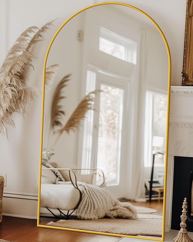 Antok Full Length Mirror, 81"x41" Floor Mirror with Stand, Gold, Arched by AntokMirror