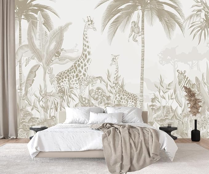 PYFFYP-Safari Jungle Peel and Stick Tropical Wallpaper murals for Nursery by PYFFYP