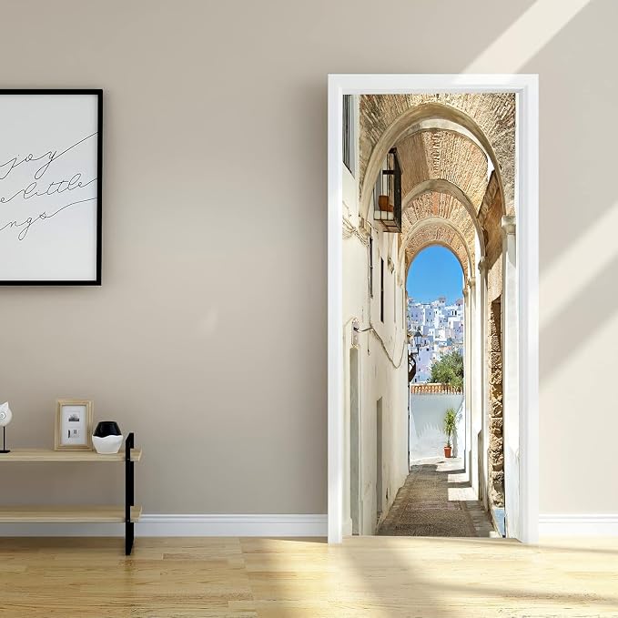 artfanke 3D Garden Scenery Peel and Stick Door Sticker 33.5"x84.6"-Self-Adhesive Door Wall Murals Wallpaper Poster for Bedroom Home Decor(2 Sheets/Set) - Image 4