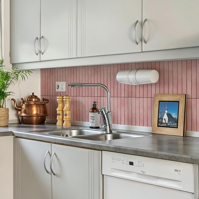 WOWSTAR 10-Sheet Thickened Pink Peel and Stick Backsplash for Kitchen, Back Splashes Stick on Tile, Waterproof Wall Tiles - Image 3