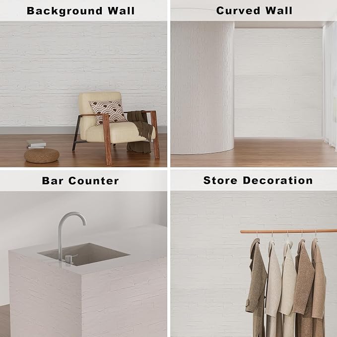 3D Wall Panels - 4PCS 47.2"x23.6" Faux Stone Wall Covering - MCM Modified Clay Material for Home Art, Accent Brick, Modern Exterior/Interior Decoration, Covering 31 sq.ft Reef White - Image 4