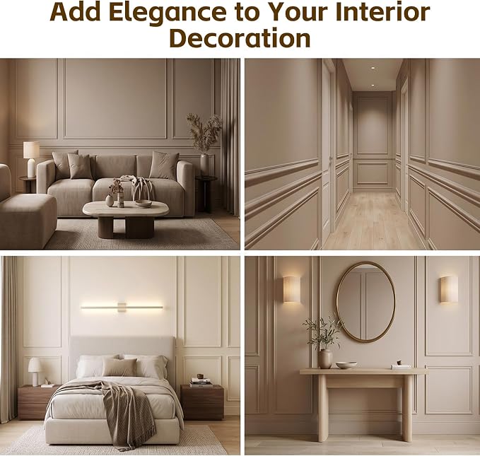 3 Frame Set Peel and Stick Wall Molding Kit,3D Premade Accent Molding, Easy Install Wall Wainscoting & Picture Frame Molding for Living Room, Bedroom, Home Decor(24 x 60in) - Image 6