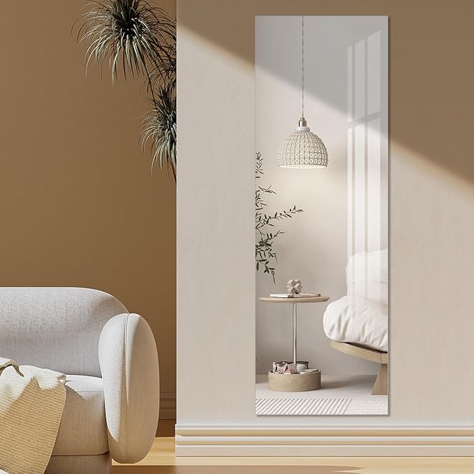Full Length Mirror,47.25x15.75 Inch Acrylic Shatterproof Soft Mirrors, Non-Glass Wall-Mounted Fitness Mirror for Home, Lightweight Durable Modern Decor for Bedroom/Living Room/Cloakroom by Unknown