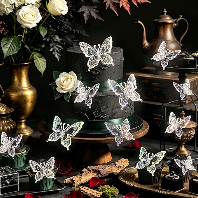 Butterfly Wall Stickers - 60pcs 3D Butterflies Removable Mural Wall Stickers for Home Room Bedroom Decoration Reusable Stickers (Sliver) - Image 5