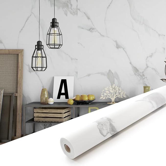 Marble Peel and Stick Waterproof Wall Paneling, 118" x 47" Carrara White Matte Finish Self-Adhesive Backsplash Tile Vinyl Wall Panel for Kitchen Bathroom Wall Decor, Covers 38.75 Sq. Ft. by premiumqualitypeelandsticktile