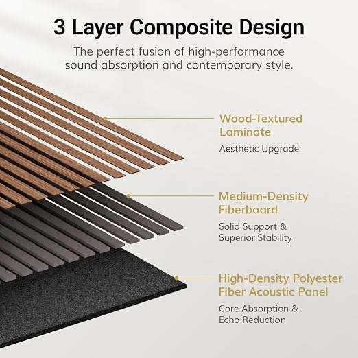 TONOR Wood Wall Panels for Interior Wall Decor-2 Pack 47.2" x 23.6" | Wood Slat Acoustic Panels-15.5ft² for Noise Cancelling and Wall Décor Living Room, Bedroom, Home Decor, Walnut - Image 3