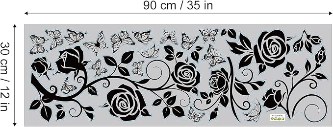 Flower Vine Decals Flying Butterfly Black Floral Wall Stickers Removable Wall Art Decor for Living Room Bedroom - Image 7
