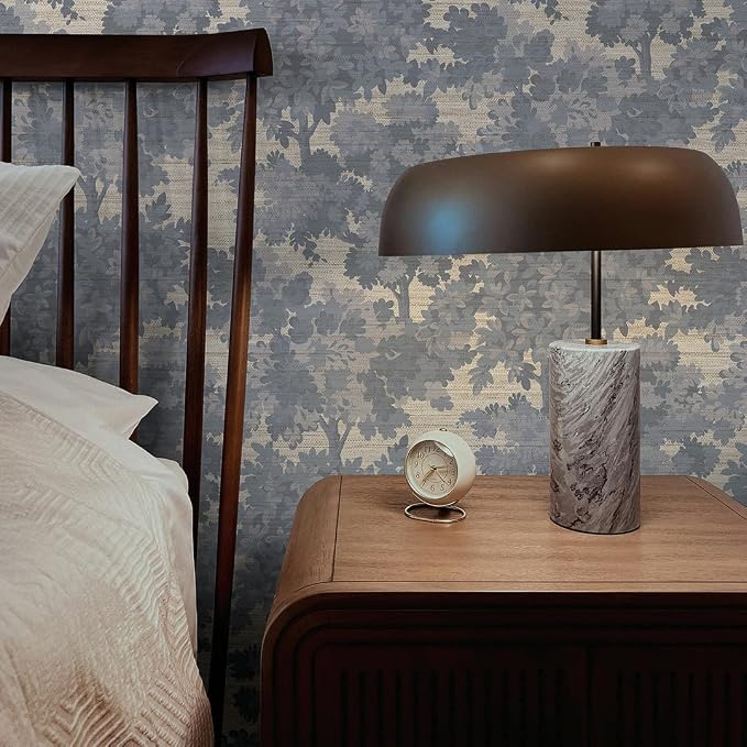 Tempaper Textured Blue Canopy Toile Faux Grasscloth Removable Peel and Stick Wallpaper, 20.5 in X 16.5 ft, Made in The USA - Image 7