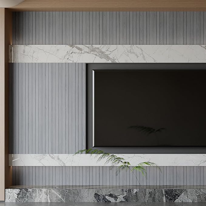 Yutianli PVC Slat Wall Panel Peel and Stick 236"x 15.7" Faux Wood Slat Panel Artificial Oak Wood Grain Self-Adhesive Soundproof 3D Wall Panel for Walls and Ceilings - Image 5