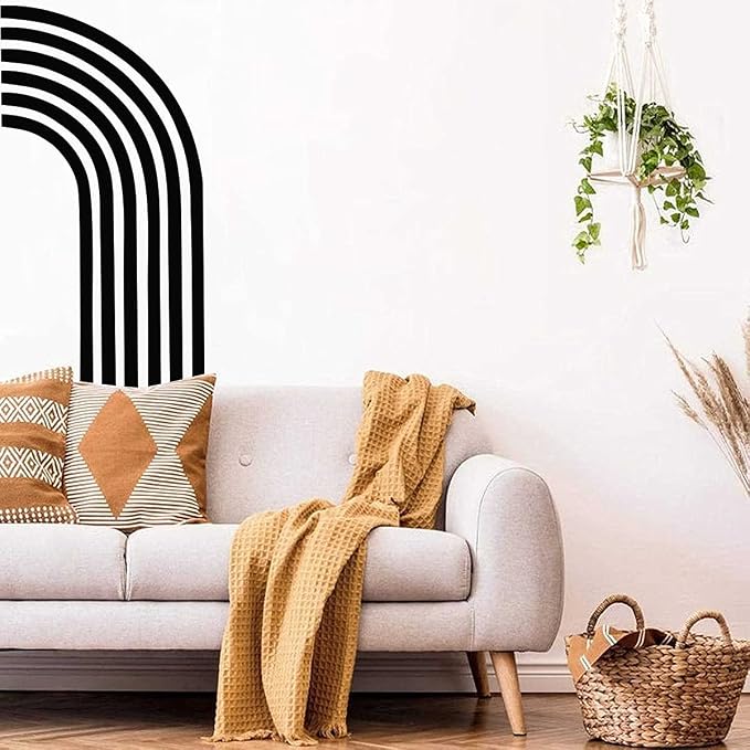 Black Arch Wall Decals Large Minimalist Modern Wall Stickers Peel and Stick | Half arch line wall stickers, geometric decals, removable, vinyl art mural, peel and stick, for living room bedroom office - Image 4