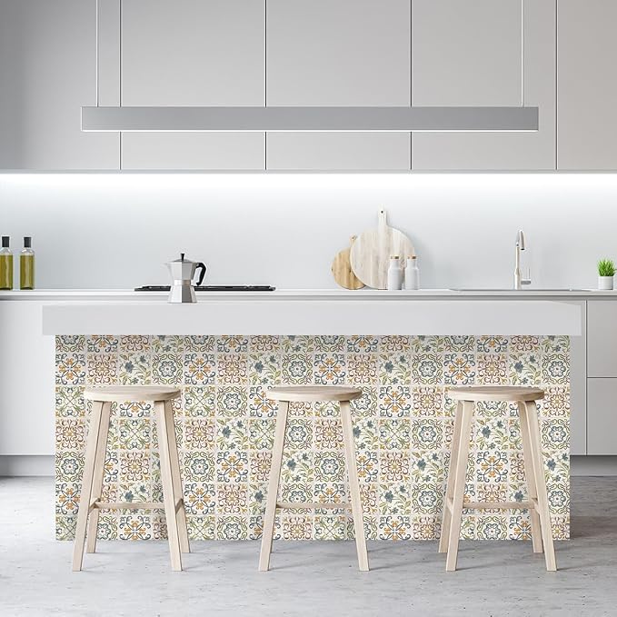 Wudnaye Faux Tile Peel and Stick Wallpaper for Kitchen Backsplash 17"×118" | Moroccan Tile Pattern Contact Paper Peel and Stick Boho Removable Self Adhesive Waterproof Vinyl Wallpaper for Bathroom - Image 8
