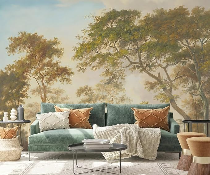 PYFFYP-Vintage Jungle Peel and Stick Wallpaper Green Forest murals - Image 3
