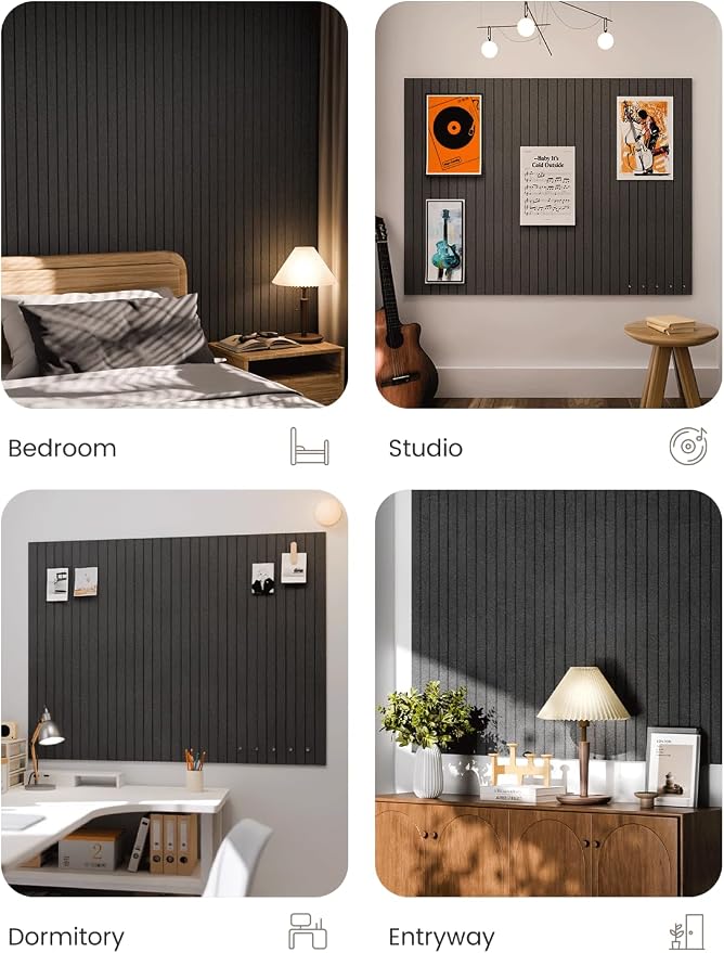 Fluxynara 48" x 36" Large Felt Bulletin Board, Charcoal Gray | 12 Pack Cork Board Alternative with 60 Safe Adhesive Tabs, Pin Boards for Wall Decor, Home, Office, Classroom,Dorm - Image 7
