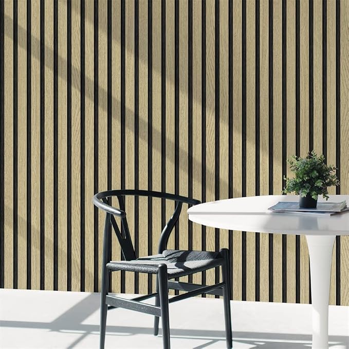 myforHD Wallpaper Peel and Stick Wood Grating Stripe Self-Adhesive Wallpaper Faux Wood Contact Paper Wood Slats Self Adhesive Wall Paper PVC Vinyl Film Removable Waterproof (Wood B, 17.3" x 236") - Image 2