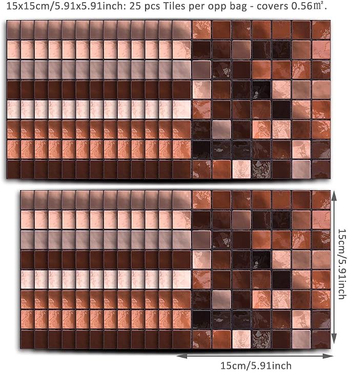 Alwayspon 25 Pcs Self-Adhesive Peel and Stick Wall Tile Sticker for Home Decor, Water-Proof Backsplash for Kitchen Bathroom, 6x6inch - Image 6