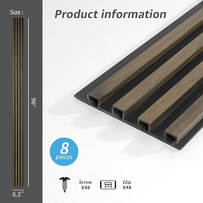 Art3d 96 x 6 Inch 3D Fluted Wood Textured Slat Wall Panel, 8-Pack, Ebony | Natural Wood Texture, Weather Resistant, Durable, Easy to Install, Eco-Friendly, Elegant Design, for Living Room, Bedroom - Image 5