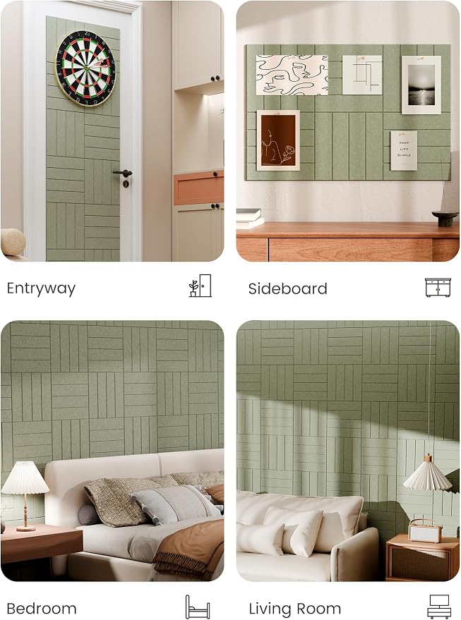 Bumusty 36"x 24" Large Felt Bulletin Board Tiles, Sage | 6-Pack Cork Board Alternative, Wall Decor, 30 Pushpins, 30 Adhesive Tabs, Vision Board, Office, Classroom, Home, Dorm - Image 6