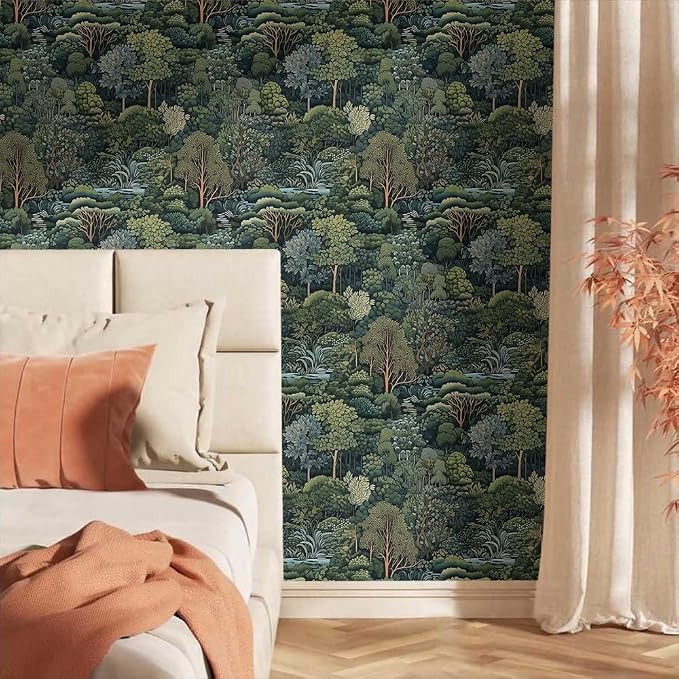 18"x236" Nature Forest Trees Rivers Peel and Stick Self Adhesive Wallpaper Removable Contact Paper Stick on Easy Peel Off Wall Paper for Kitchen Bedroom Bathroom Renter - Image 2