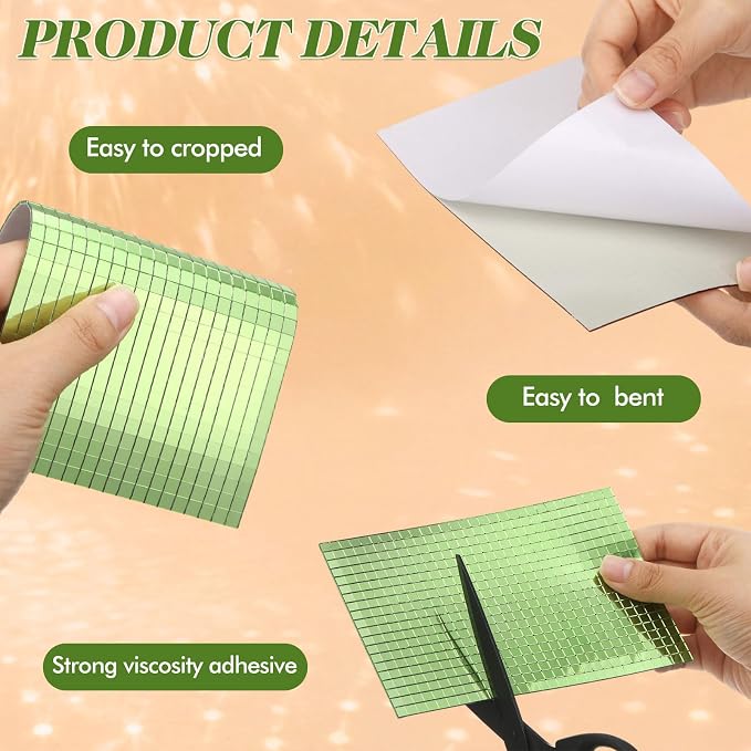 7200 Pieces Light Green Disco Mirror Tile Self-Adhesive Mirrors Mosaic Tile - Image 3