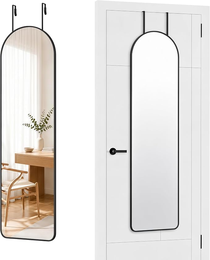 SCWF-GZ 47x14 Full Length Mirror Over the Door Hang or Wall Mounted Black by SCWF-GZ