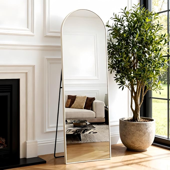 Dewfig 50"x 16" Full Length Door Mirror with Stand, Full Body Mirror, White - Image 8