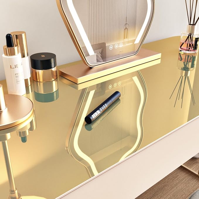 Wallercity Glossy Gold Mirror Stickers Waterproof Metallic Peel and Stick Wallpaper for DIY Decor Metallic Mirrors Contact Paper for Walls Countertops Dresser Shelf Flexible Adhesive Sheets 12''x236'' - Image 2