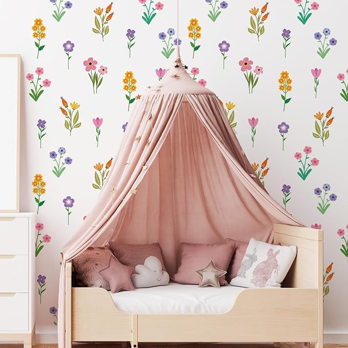 Zonon 6 Pcs Flower Wall Decals Peel and Stick Sticker, Small Flower | Vinyl Removable Wall Stickers & Murals, Small Cute Flower Wall Decals, Cartoon Floral Decor for Bedroom, Living Room, Nursery - Image 7