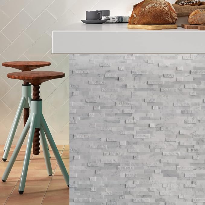SUNWINGS 5-Sheet Peel and Stick Mosaic Natural 3D Stone Self Adhesive Marble Tiles, 11.5" x 10.7" Stick on Backsplash for Kitchen Bathroom Fireplace Vanity, Mixed Gray - Image 7