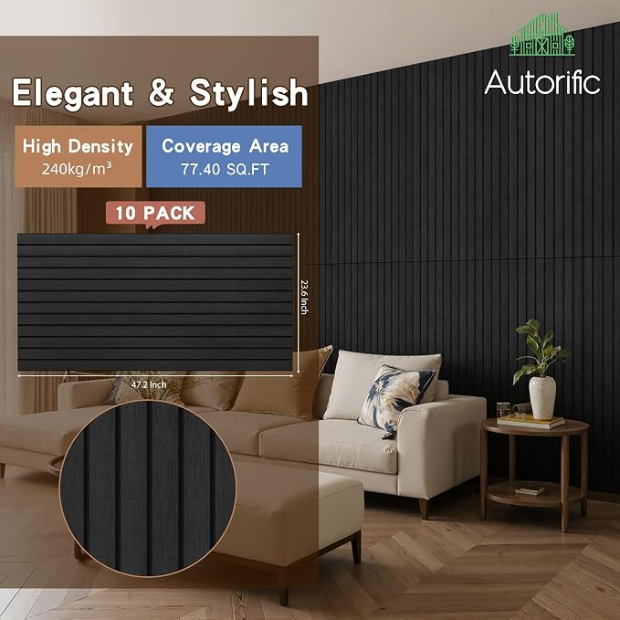 Acoustic Panels, 10 Pack Sound Proof Panels,47.2”x23.6”, Smoky | Simulated Wood Grain Finish Acoustic Wall Panels,Sound Dampening Panels,Sound Absorbing Panels for Office,Home Theater,Studio - Image 2