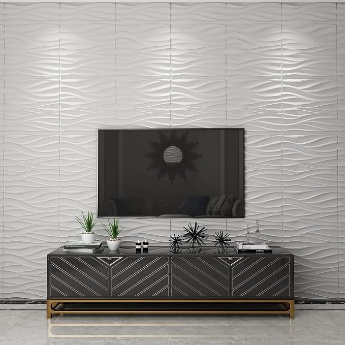 Art3d 19.7" x 19.7" (Pack of 12) Wall Panel Wavy, White - Image 4