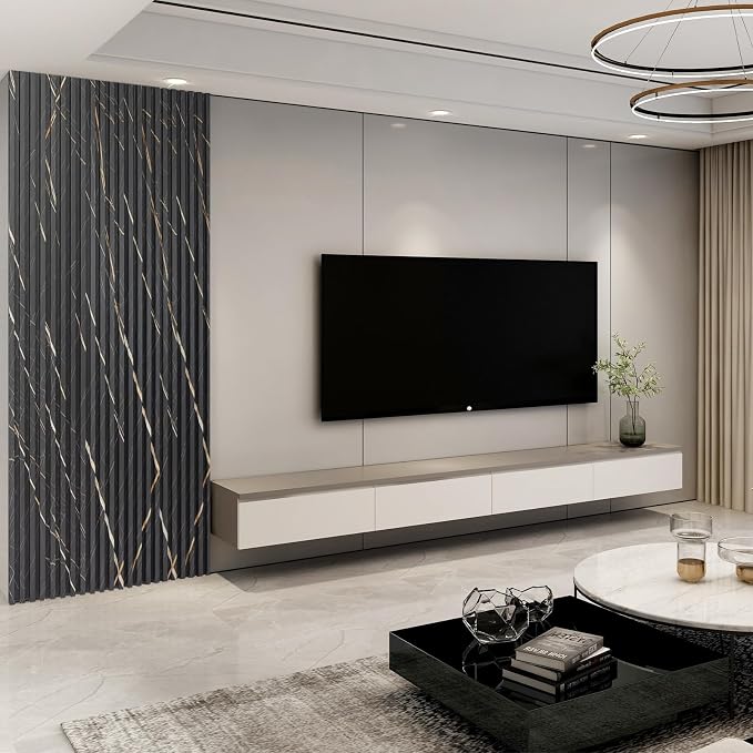 Art3d 96 x 6 in WPC Slat Wall Paneling for Interior Decor, 8-Pack, Granite | Fluted Design, Durable, Moisture Resistant, Cleanable, Easy to Install, Eco-Friendly, for Living Room, Bedroom or Office - Image 6