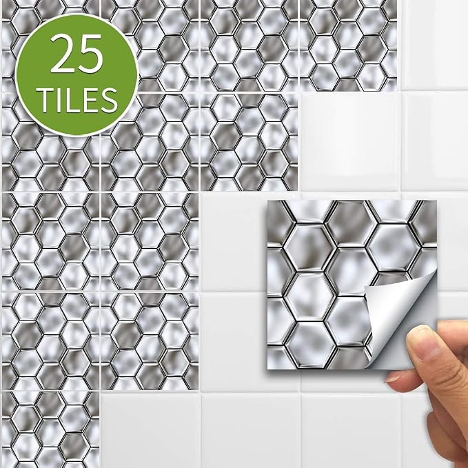 Alwayspon 25 Pcs Self-Adhesive Tile Transfer for Home Decor, Peel and Stick Tile Decal, Water-Proof Backsplash Wall Tile Sticker for Kitchen Bathroom, 4x4inch - Image 2