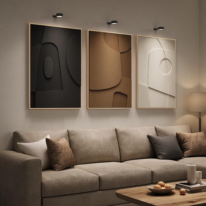 3D Textured Large Framed Abstract Wall Art for Living Room, 3Piece 24x36 In | Wood Frames, Neutral Black White Brown Sandstone Paintings, Modern Artwork for Walls, Geometric Wall Decor Bedroom Office by Cuspin