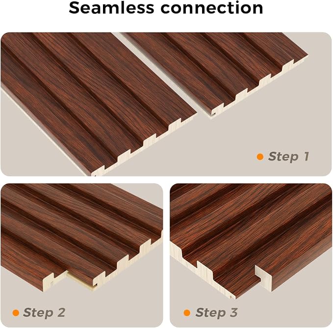 Slat Wall Panel 4-Pack, 108’’x5.7’’, Walnut | Real Wood Material, with 2Pcs End Trims, Wood Wall Panel for Interior Wall Decor, Bedroom, Living Room, TV Background - Image 4