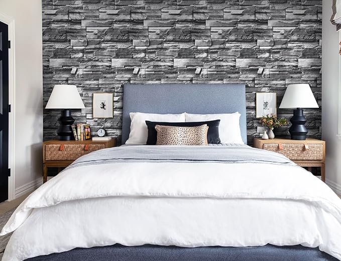 Timeet Brick Stone Wallpaper Peel and Stick Wallpaper Faux Stone Contact Paper 17.3"x118.1" Brick Self Adhesive Removable Wall Paper for Bedroom Living Room Wall Decor - Image 6