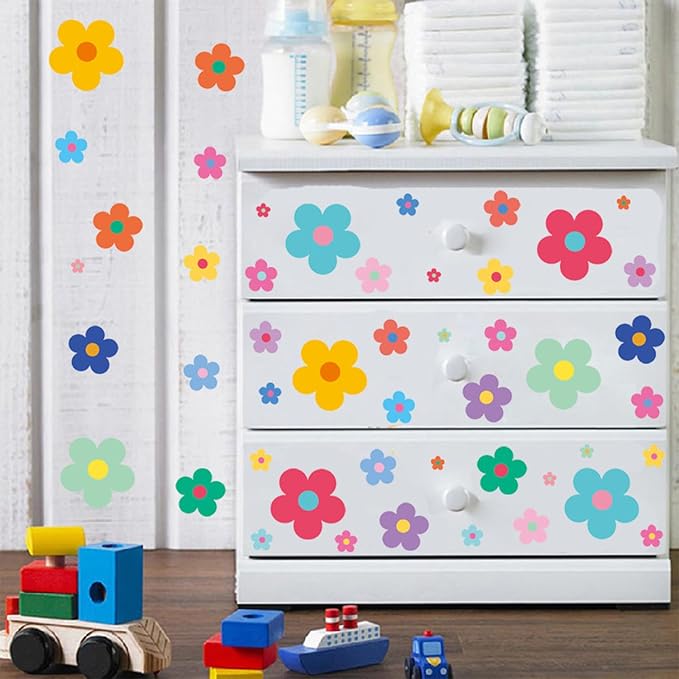 Arawat 9 Sheets Wall Stickers & Murals for Bedroom Living Room Bathroom Kitchen Flower Wall Decals Peel and Stick Floral Wall Decals Art Decor for Walls Boho Decorative Wall Stickers - Image 4
