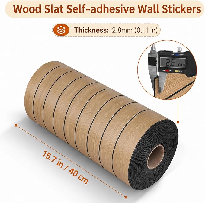 Peel and Stick Wood Slat Wall Panels, Yellow Wood, 236 x 15.7 in | 3D Fluted, PVC Paneling for Accent Wall, Ceiling, Living Room, Office, Bedroom - Image 6