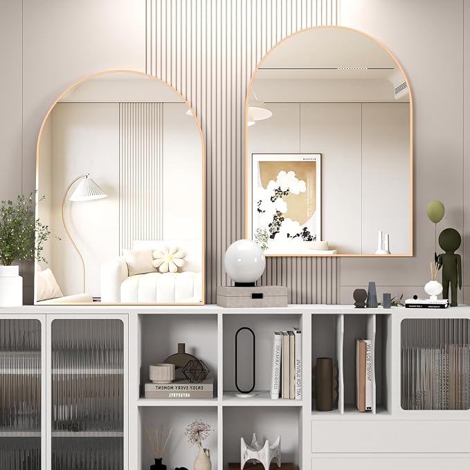 Arched Wall Mirror for Bathroom, 30"x40" Arched Mirror Wall Mounted Mirror with Metal Frame, Gold Vanity Mirror Decor for Mantle, Bedroom, Entryway, Living Room - Image 5