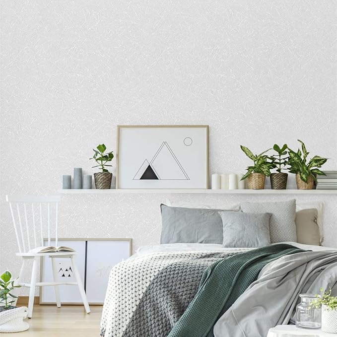White Wallpaper Peel and Stick Wallpaper Embossed Silk Contact Paper | Self Adhesive Removable Waterproof Bathroom Kitchen Vinyl Film Textured Cabinet Shelf Paper 15.7in X 196.8in - Image 4