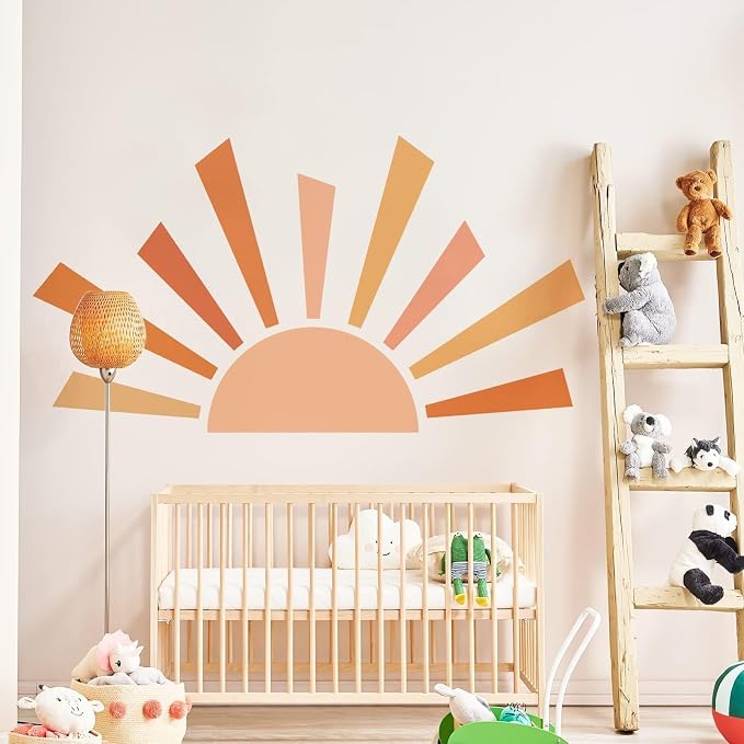 42.1x23.6 inch Boho Half Sun Wall Decal - Large Removable Peel and Stick Wall Stickers for Nursery Room Playroom Decor - Image 3