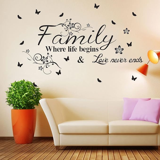Family Wall Lettering Stickers Art Decals Decorations for Bedroom Living Room Bathroom Dining Room, Inspirational Love Quotes Saying Word Sign Women Men Home Vinyl Decor by SUPANT